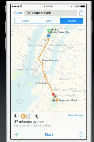 iOS9 Maps Transit